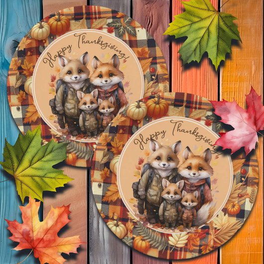 Assiettes En Carton Famille de Foxes Bons thanksgivings Citrouilles Pl