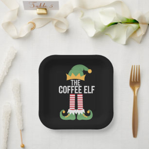 Assiettes En Carton Famille de lutins du café Groupe assorti Noël