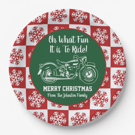 Assiettes En Carton Famille de Noël Fun Mocycle Snowflake (Devant)