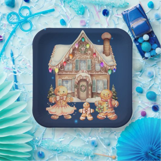 Assiettes En Carton Famille de pain d'épices (Fête)