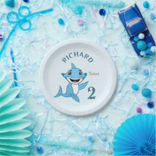 Assiettes En Carton Famille de requins heureux  