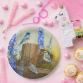Assiettes En Carton Famille d'oiseau bleu (Fête)