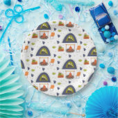 Assiettes En Carton Famille mignonne camping bonfire & tente herbe ron (Fête)