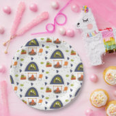 Assiettes En Carton Famille mignonne camping bonfire & tente herbe ron (Fête)