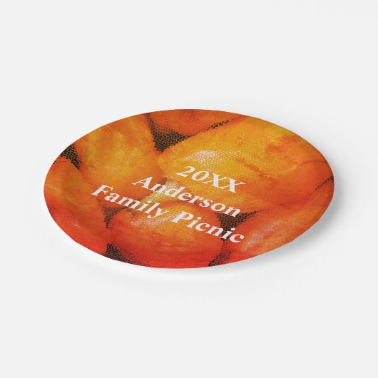 Assiettes En Carton Famille Pique-nique Orange Mosaïque Chili Peppers (Angle)