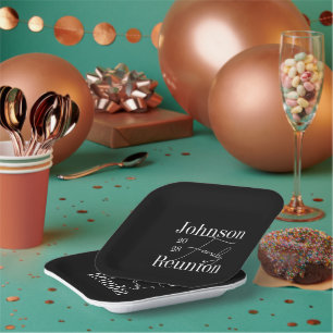Assiettes En Carton Famille Réunion Noir et Blanc
