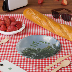 Assiettes En Carton Famille Réunion Palm Tree Photo Tropical Beach Tri