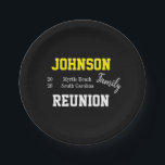 Assiettes En Carton Famille Réunion Typographie moderne Parti<br><div class="desc">Il s'agit d'un design cool, moderne, personnalisé, typographie de réunion de famille. Il est en noir tendance, avec la typographie stylisée jaune et blanc. Il vous permet d'ajouter votre nom de famille, l'année de la fête de la Réunion, de vous réunir et de vous situer. Ce design typographique moderne est...</div>