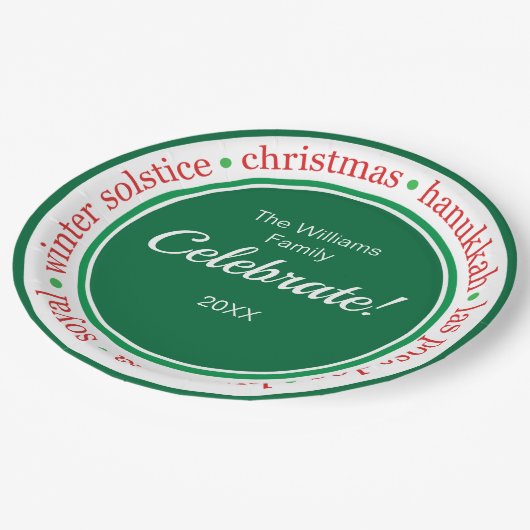 Assiettes En Carton Family Holiday Party Plates (Angle)