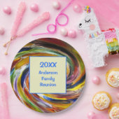 Assiettes En Carton Family Reunion Vivid Tie Dye Swirl Événement Abstr (Fête)