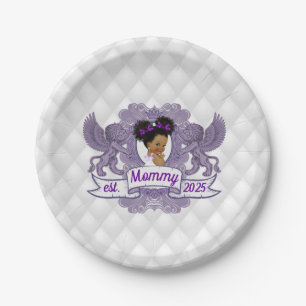 Assiettes En Carton Fancy African Baby Girl Purple White Princess 