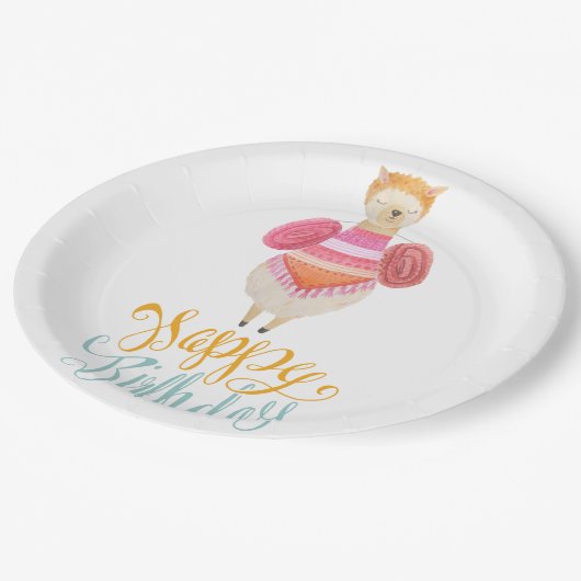 Assiettes En Carton Fancy Llama Anniversaire (Angle)