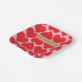Assiettes En Carton Fancy Romantique Rouge & Coeurs Rose Motif Avec No (Angulaire)