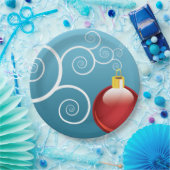 Assiettes En Carton Fancy rouge ornement de Noël bleu Arrière - plan (Fête)