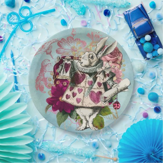 Assiettes En Carton Fancy Wonderland White Rabbit (Fête)