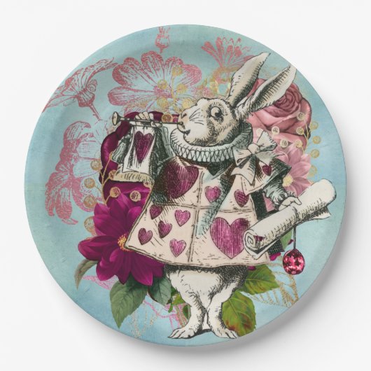 Assiettes En Carton Fancy Wonderland White Rabbit (Devant)