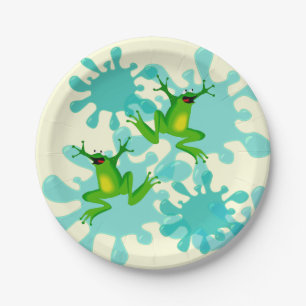 Assiettes En Carton Fantaisie Hoppy Birthday Frog 7"