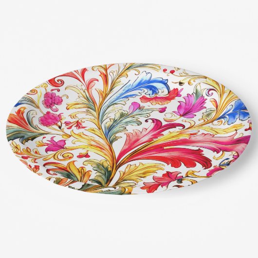 Assiettes En Carton Fantastique design florentin Feuilles (Angle)