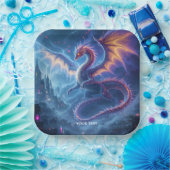 Assiettes En Carton Fantasy Cute Blue Dragon City (Fête)