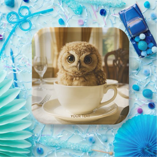Assiettes En Carton Fantasy Cute Tea Owl Baby (Fête)