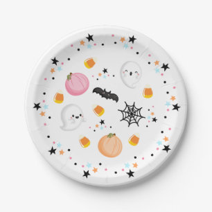 Assiettes En Carton Fantôme Halloween Anniversaire rose Spooktaculaire