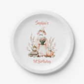 Assiettes En Carton Fantôme rose mignon avec Halloween Rose et Citroui (Devant)