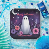 Assiettes En Carton Fantôme Whimsical et Éffrayant Floral rose violet (Fête)