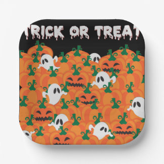 Assiettes En Carton Fantômes d'Halloween Patch de citrouille hantée