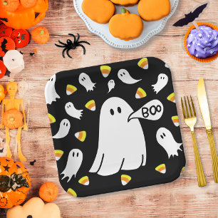Assiettes En Carton Fantômes et bonbons de maïs