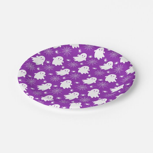 Assiettes En Carton Fantômes mignons | Araignées | Spider Webs Hallowe (Angle)