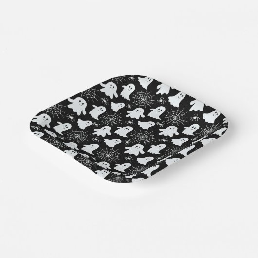 Assiettes En Carton Fantômes mignons | Araignées | Spider Webs Hallowe (Angulaire)