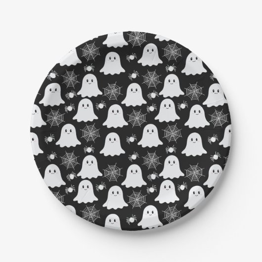 Assiettes En Carton Fantômes mignons | Araignées | Spider Webs Hallowe (Devant)