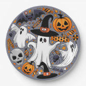 Assiettes En Carton Fantômes Monstres mignons Éffrayants et Déplaisant (Devant)