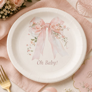 Assiettes En Carton Fard à joues Coquette "Oh Bébé" Baby Shower