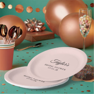 Assiettes En Carton Fard à joues et élégant script noir pour la douche