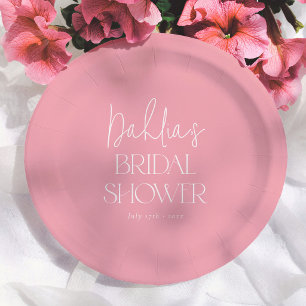 Assiettes En Carton Fard Rosé Élégante Calligraphie Baby Shower de Mar