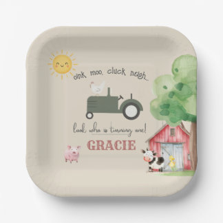 Assiettes En Carton Farm and Animals Birthday Paper Plates