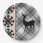 Assiettes En Carton Farmhouse Black White Buffalo Plaid Deuil Flake (Devant)