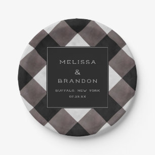 Assiettes En Carton Farmhouse Buffalo Plaid Check Dîner Mariage