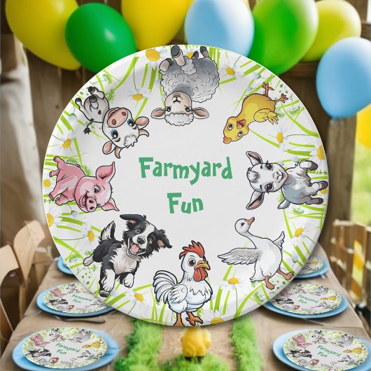 Assiettes En Carton Farmyard Animaux Amusants Anniversaire