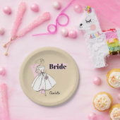 Assiettes En Carton Fashion Bride Neutral Bride Nom plaque papier (Fête)