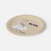 Assiettes En Carton Fashion Bride Neutral Bride Nom plaque papier (Angle)