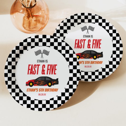 Assiettes En Carton Fast & Five Red Flame Race Car 5e fête d'anniversa