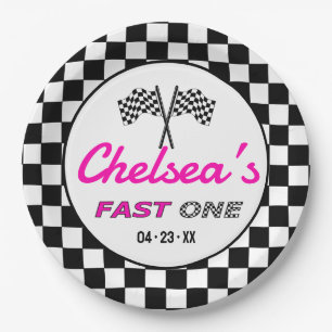 Assiettes En Carton Fast ONE Drapeaux de voiture de course personnal