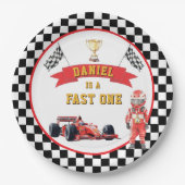 Assiettes En Carton Fast One Race Car Checkered Flag Party  (Devant)