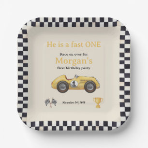 Assiettes En Carton Fast One Yellow Race Car Enfants Première fête d'a