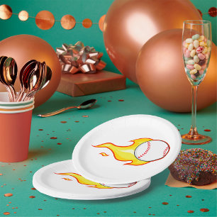 Assiettes En Carton Fastball Flame Baseball Sports