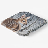 Assiettes En Carton Faune Blanche Dans La Forêt D'Hiver (Angulaire)