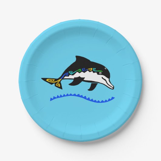 Assiettes En Carton Faune - DOLPHIN - Nature - Blue Party (Devant)