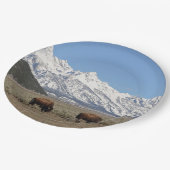 Assiettes En Carton Faune Monts Bison Photo Neige (Angle)